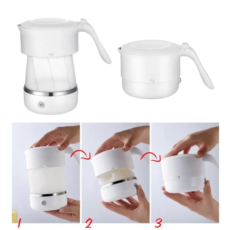 0.5L Электрический чайник мини хранение, силикон чайник компактная для путешествий чайный кипятильник бутылка с универсальной розеткой