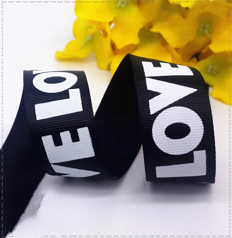 Черная Нижняя надпись LOVE 1 дюйм (2 5 см) м/лот ленты с надписью пояс для шитья ручной