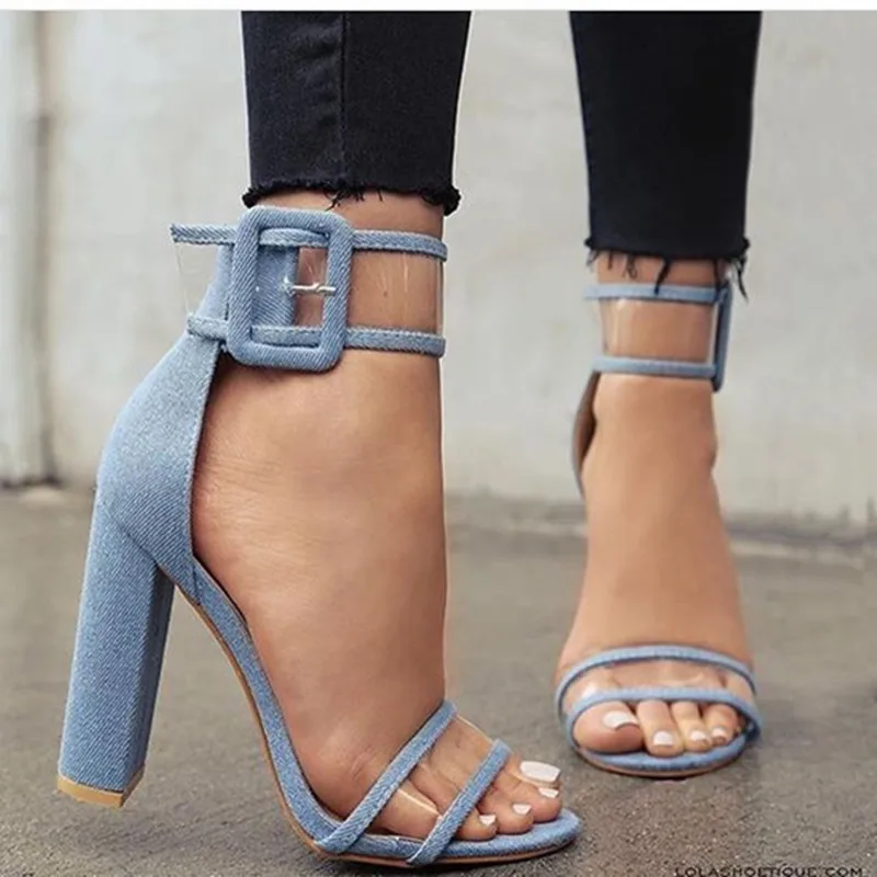 Blue Denim Gladiator Sandals Women Pumps Open Toe Summer Shoes Woman