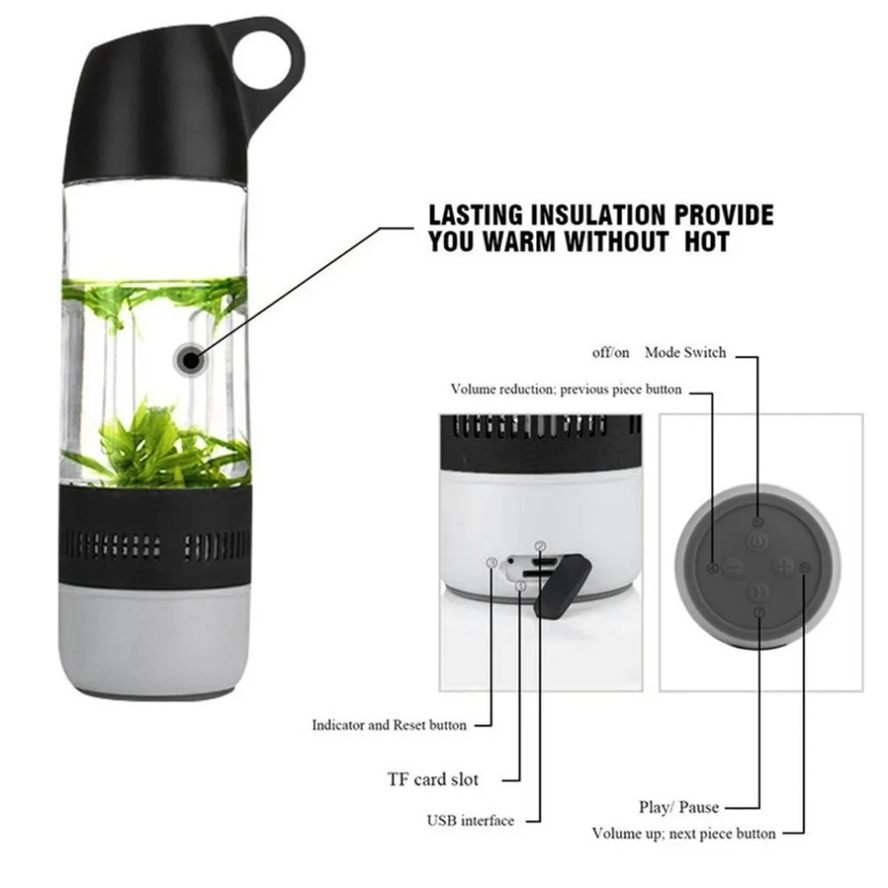 

JT2641 400ml Water Bottle Wireless Bluetooth Speaker Shape Outdoor Sound Stereo Music Player Bottle With Compass Drop shipping