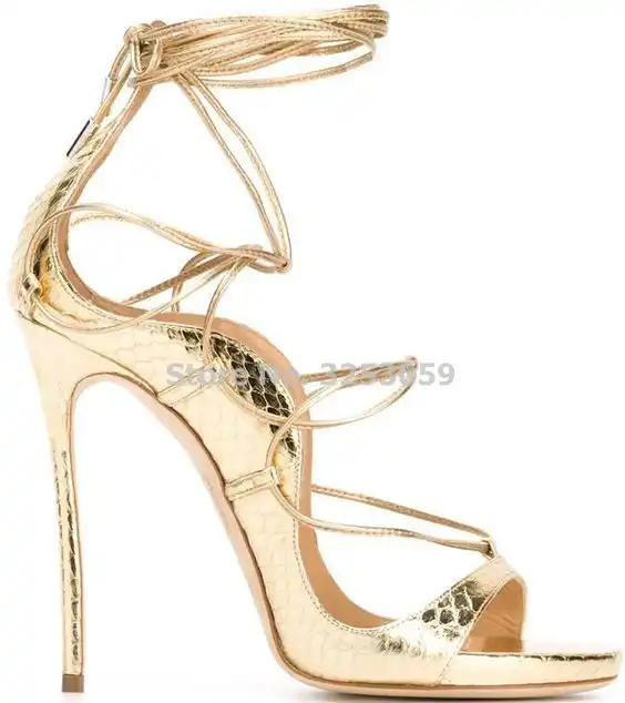 gold strappy heels