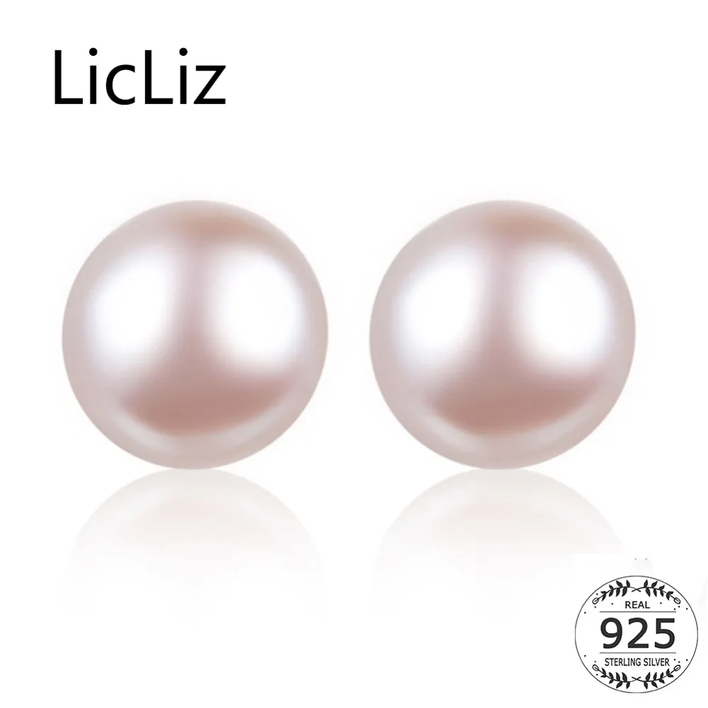 

LicLiz 2019 New Round White&Yellow Beige Pearl 925 Sterling Silver Stud Earring for Women White Gold Zircon Stud Jewelry LE0500