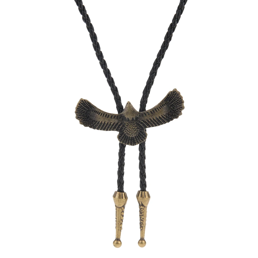 Adult Men Antique Style Alloy Metal Eagle Pendant Bolo Tie Necktie Necklace 