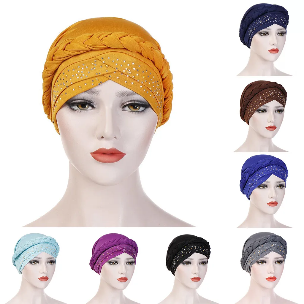 

solid women' hat Muslim Bonnet Turban Hat beanie women gray Cap elegant hats for women summer#P7