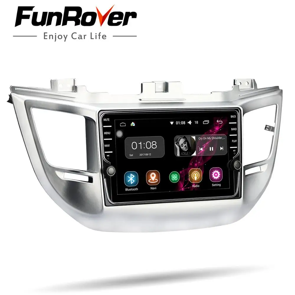 Flash Deal Funrover 2 din Car dvd Multimedia player Android 8.0 for Hyundai Tucson IX35 2016 2017 car radio gps navigation stereo IPS 2GRAM 2