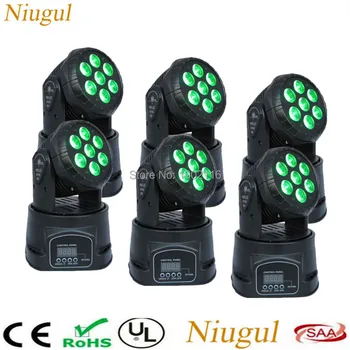 

6pcs/lot 7x12W RGBW 4in1 LED Moving Head Light/DMX Stage Wash Light /DJ Equipment Disco KTV Club Lighting/Wedding Holiday Lights