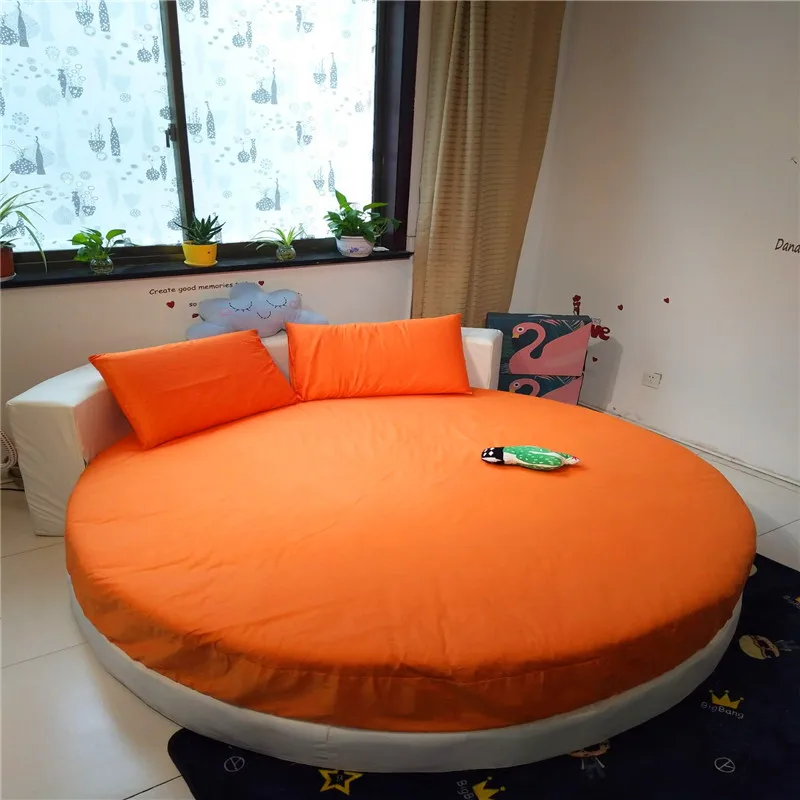 Круглая кровать покрывало хлопок покрывало матрас Противоскользящий защитный чехол - Цвет: Оранжевый