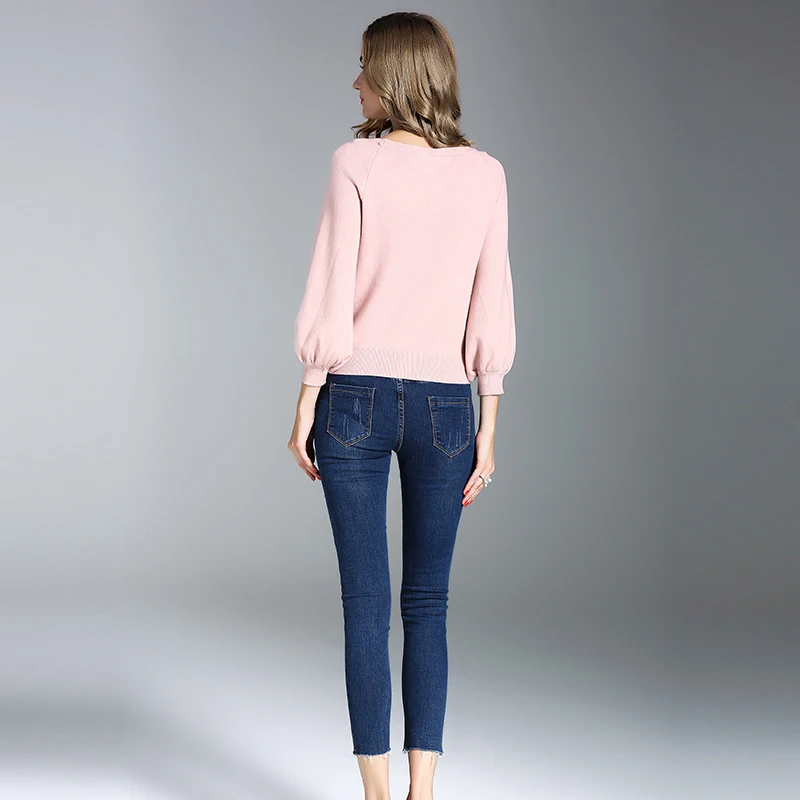 Autumn Winter Woman Outfit Pink Sweater Dark Blue Jeans Denim Pants Beading Swan Pattern Applique Fashion Cute Two Piece Outfit Outfit Fashion Women Outfitswomen Autumn Outfits Aliexpress