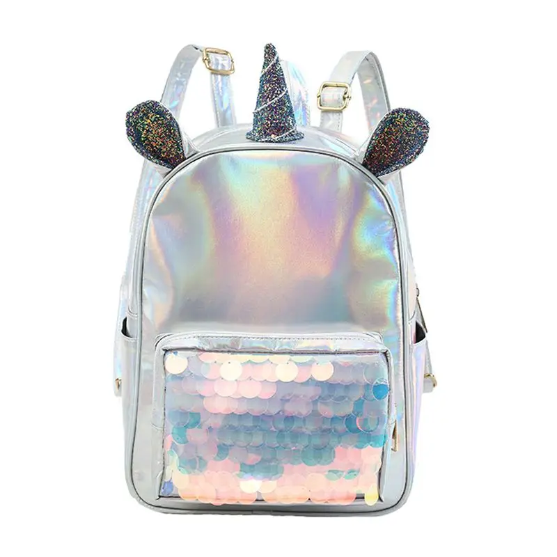 Модный кожаный рюкзак с единорогом для женщин девочек прозрачная Русалка Блестки дорожная сумка подростковый школьный рюкзак для