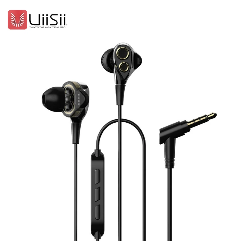 UiiSii BA T8 DT 200 Dual Dynamaic Drive наушники HiFi Super Bass In Ear с микрофоном Шумоподавление для смартфонов