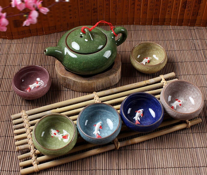 Kung Fu Tea Set Seven piece Ceramic Tea Sets TeaCup ChineseTravel Tea Set Drinkware Coffee Tea