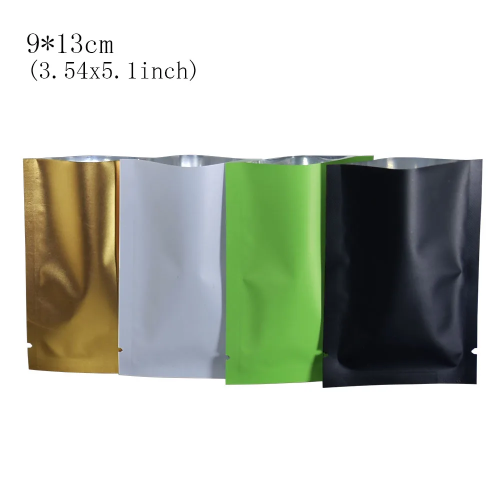

9*13cm Open Toped 4 Colored Heat Seal Vacuum Matte Mylar Aluminium Foil Packing Pouch 100Pcs/Lot Ferment Powder Storage Bags