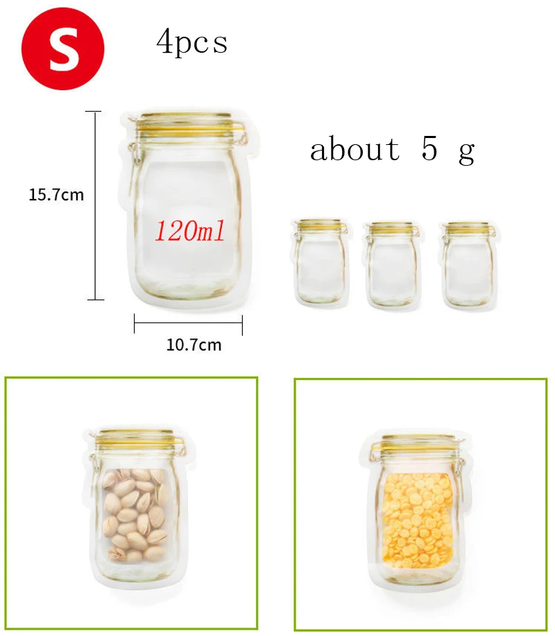 10 шт Мейсон банка на молнии сумки для кухни еда свежая запечатывание Мейсон банка бутылки сумка закуска Герметичная сумка для холодильника кухня Органайзер