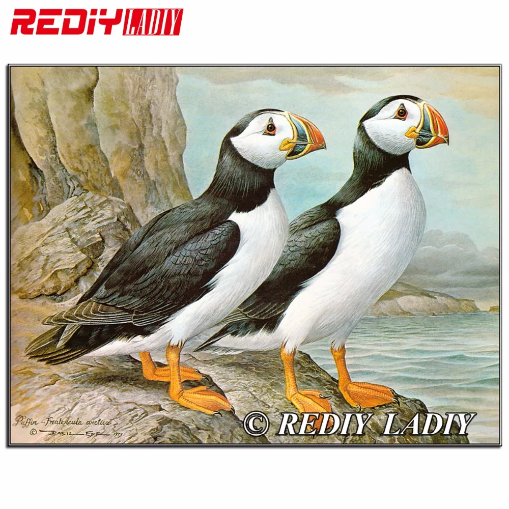 

NEW 5D DIY Diamond Painting Puffin Couples Diamond Embroidery Crystals Round Diamond Arts Wedding Decor Picture of Rhinestones