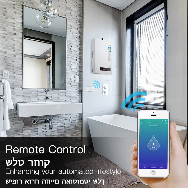 WiFi Smart Boiler Switch Water Heater Smart Life Tuya APP Remote Control Amazon Alexa Echo Google Home Voice Control Glass Panel