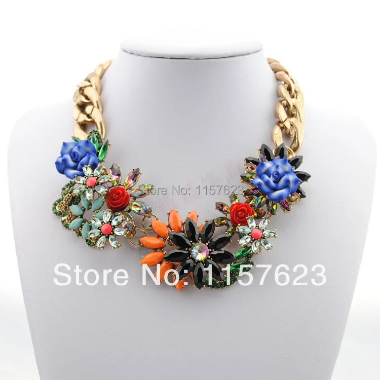 

2014 Fashion Necklace Wholesale Shourouk Chain Chunky Choker Statement Necklace & Pendant Fashion Fower Necklace Women