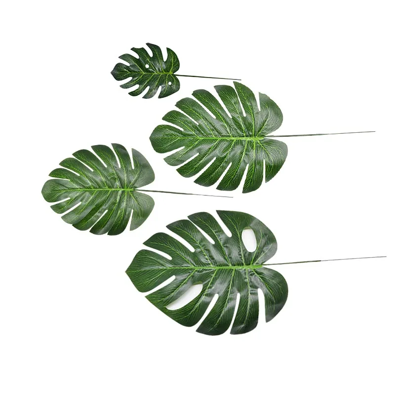 

10pcs Artificial Tropical Palm Leaves Hawaiian Luau Party Jungle Beach Theme Party Decoration Silk Turtle Leaf Fake Grass Plant