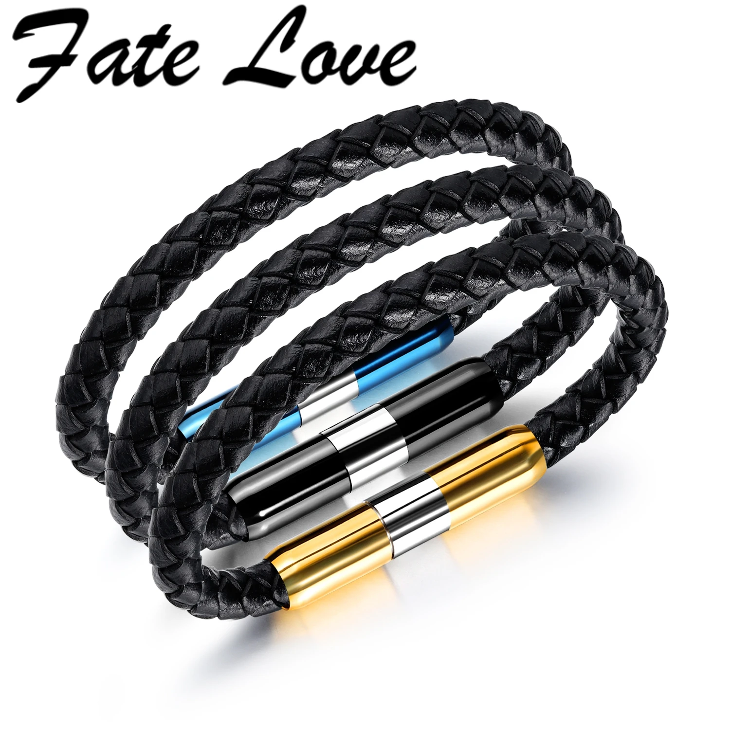 Fate Love New Creative Men Tremor Massage Leather Bracelets 3 Colors