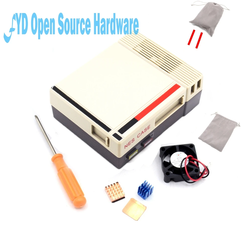 

1set Black Mini NES NESPI CASE Retroflag Case with Cooling Fan Designed for Raspberry Pi 3 / 2 / B+