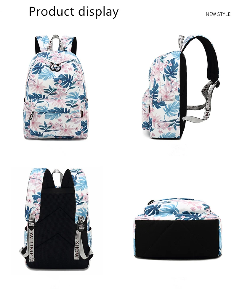 Tourya, Модный водонепроницаемый женский рюкзак из полиэстера с цветочным принтом, повседневный рюкзак для ноутбука, школьная сумка для девушек, рюкзак для колледжа, Mochila