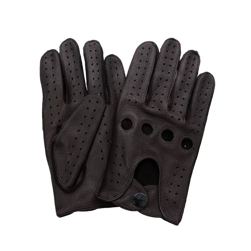 Роскошные оленьи перчатки для вождения мужские мягкие натуральная кожа высшего качества всесезонные уличные спортивные перчатки Модные Мотоциклетные Перчатки - Цвет: Dark Brown