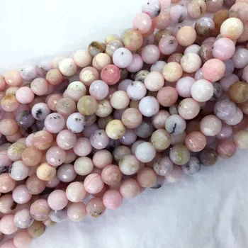 

Natural Genuine Peru Pink Opal Faceted Round Loose 4-12mm Beads Fit Jewelry DIY Necklaces or Bracelets 15" 05932