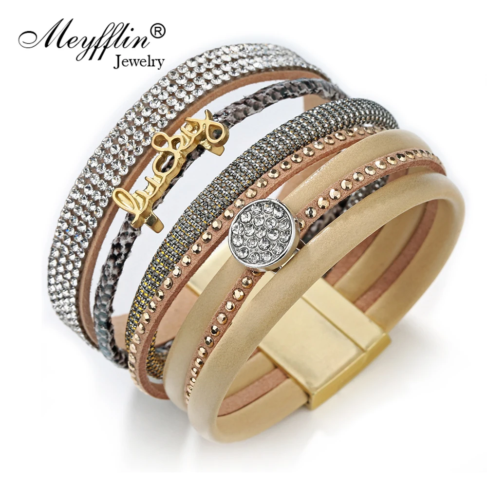 

Pulseras Mujer 2019 Fashion Wrap Leather Bracelet Magnetic Bracelets & Bangles for Women Men Jewelry Charm Pulseira masculina