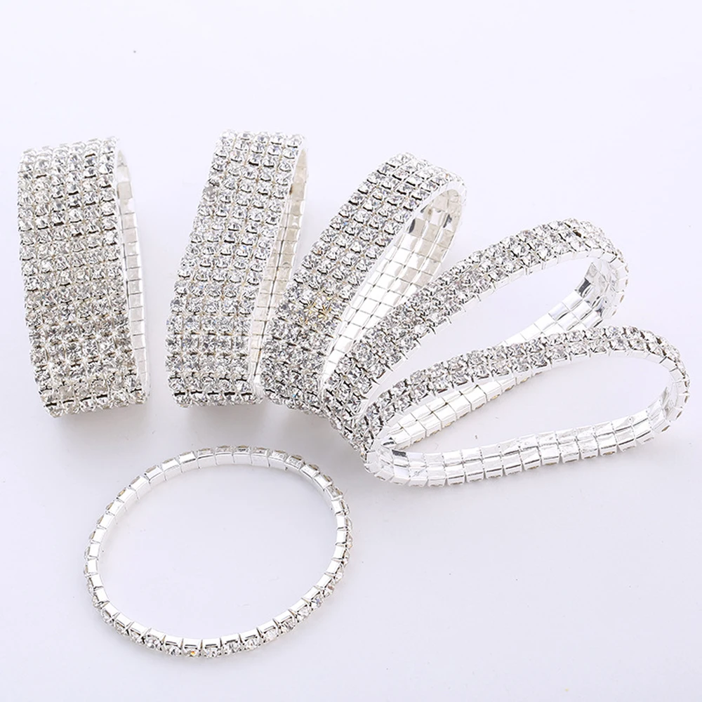 Горячая Распродажа, несколько стилей, модные браслеты с кристаллами, растягивающиеся блестящие браслеты для женщин, пара, браслеты для девушек, свадебные подарки
