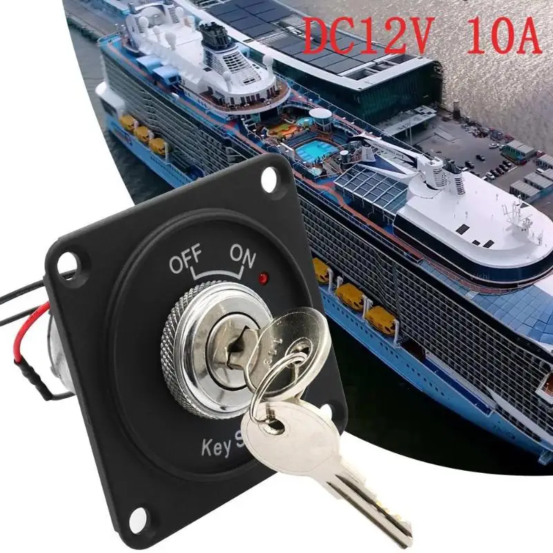 DC 12V 10A переключатель зажигания красный индикатор питания 2 положения Вкл/Выкл ключ зажигания с панелью+ 2 ключа