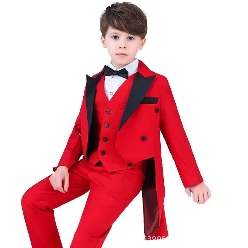 

Baby Suit Formal Tuxedo Set Costume For Boy Children Wedding Host Piano Performance Party Costume Kids Clothes 5PCS Sets Y1059