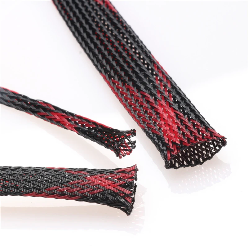 10 м 10 мм плетеные кабели черный+ красный изоляция провода сальник защита Плетеный оплетка ПЭТ плотный расширяемый кабель рукав