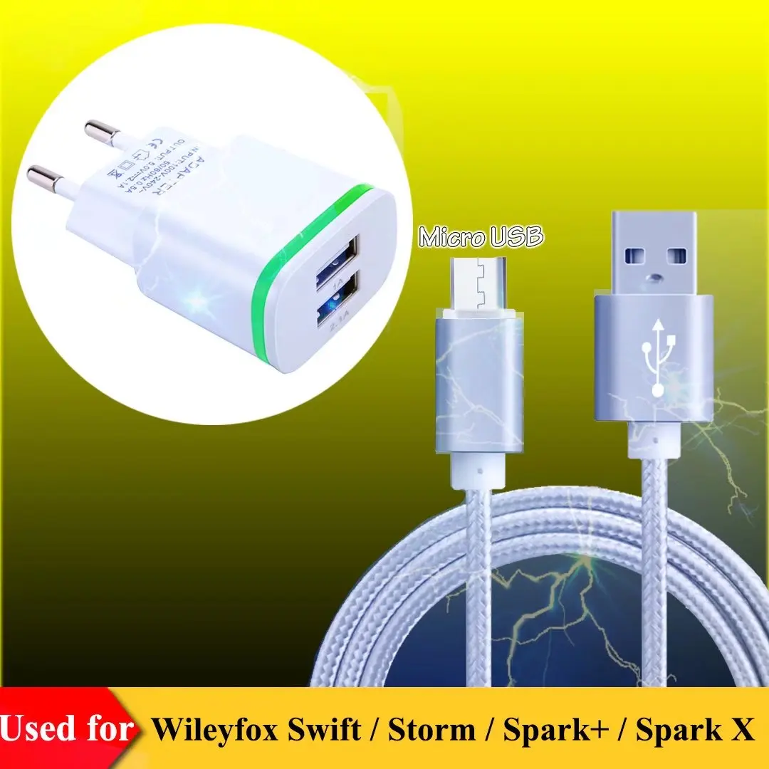 US / Euro AC Plug Travel Charger + 3FT Micro USB Data Sync & Charging Cable for Wileyfox Swift Storm Spark+ Spark X | Мобильные