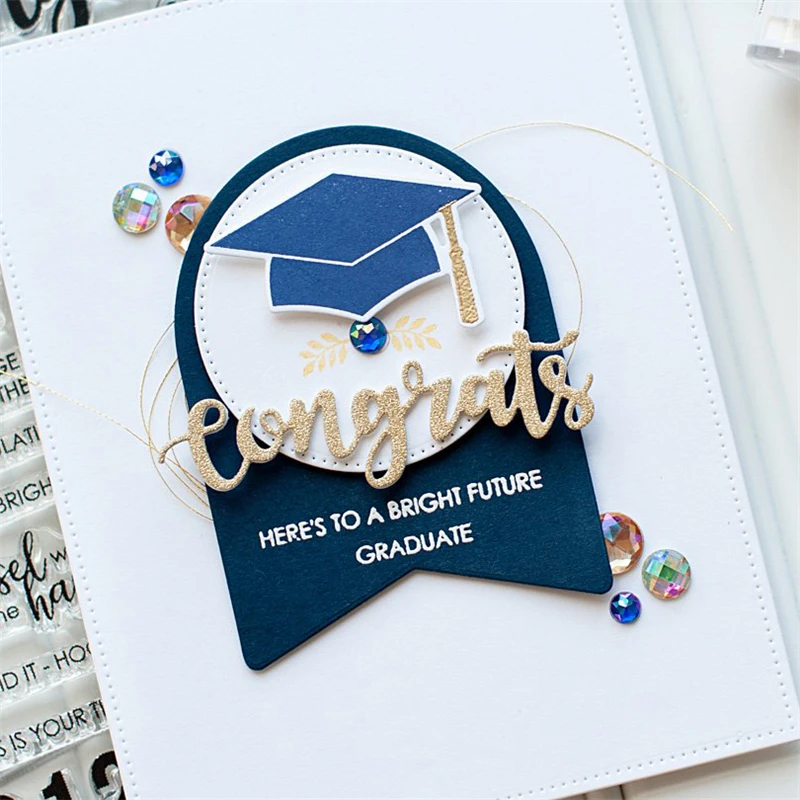 

Eastshape Congrats Word Metal Cutting Dies New Background for Card Making Scrapbooking Embossing Cuts Stencil Paper Craft Dies