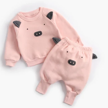 Baby Suit Autumn Winter Baby Boy Cartoon Cute Clothing Pullover Sweatshirt Top + Pant Clothes Set Baby Toddler Girl Outfit Suit 4