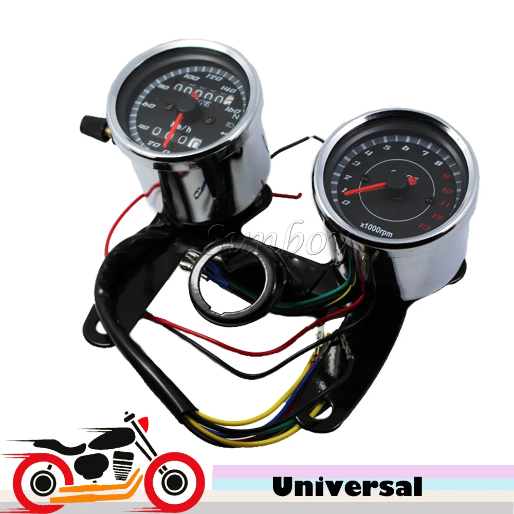 Universal 12v Motorcycle Scooter Speedometer Tachometer Set 0160km/h
