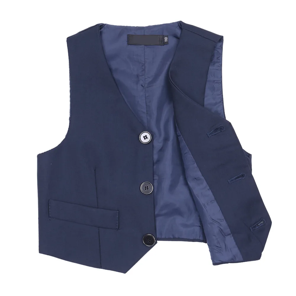 Spring and Autumn Boy Vests Kids Boys Gentleman Formal Suit Vest Waistcoat Pageant Wedding Party Jacket Coat SZ 3-12Y