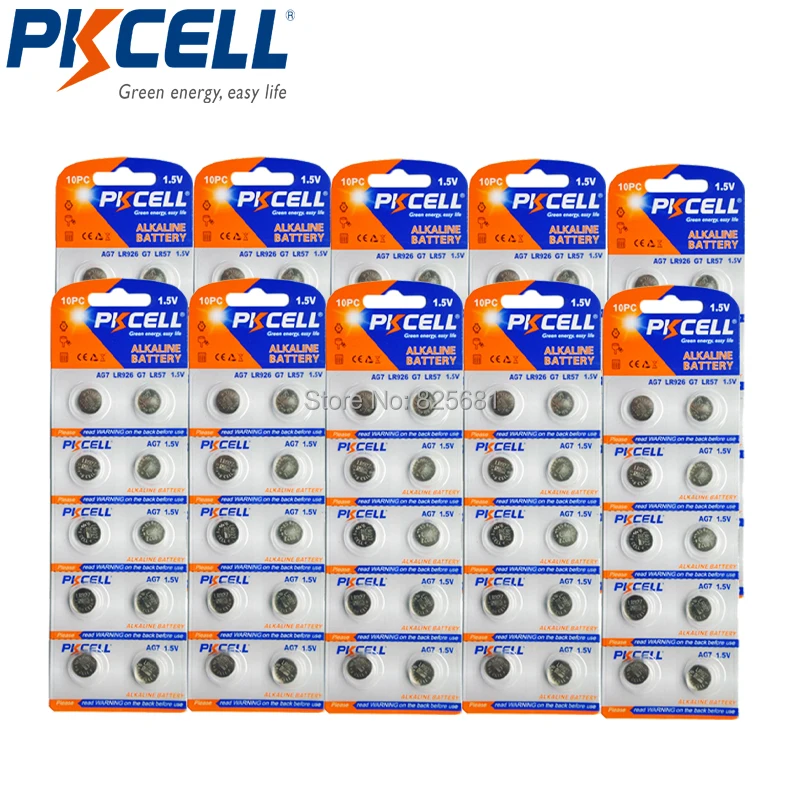 

100Pcs 10Card AG7 LR57 LR195 LR927 395 SR927SW 399 SR927W 1.5V 42mAh Alkaline Button Coin Batteries For Watches Toys