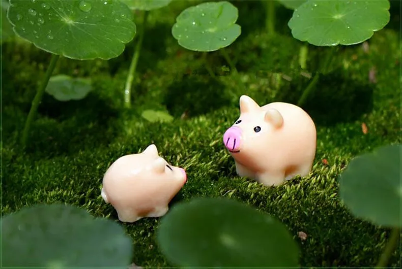 Mini 5 Stücke Schwein Miniatur Garten Rasen Ornament Dekor Figur DIY Bonsai Yard