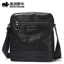 Brand BISON DENIM Genuine Leather Handbag Men Bag Casual Satchel Messenger Bag Business Travel Crossbody Bag Men’s Shoulder Bags