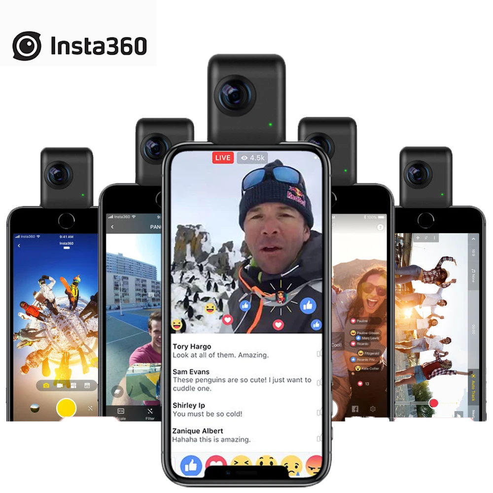 

Insta360 Nano S 4K 20MP 360 VR Video Camera w/Panoramic Livestream Video Chat MultiView Free Capture Camera for iPhone X/8/8plus