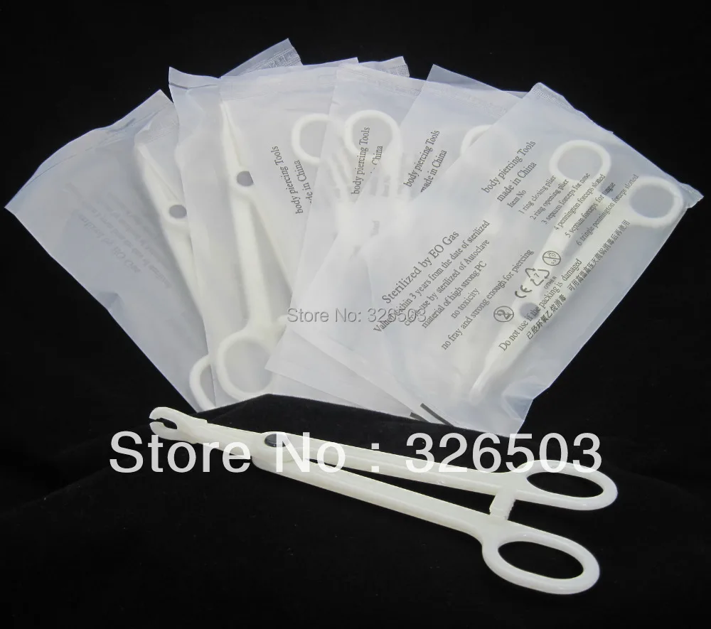 Lot Of 10PCS Disposable Slotted Navel Forceps Clamp Plier Piercing Tool
