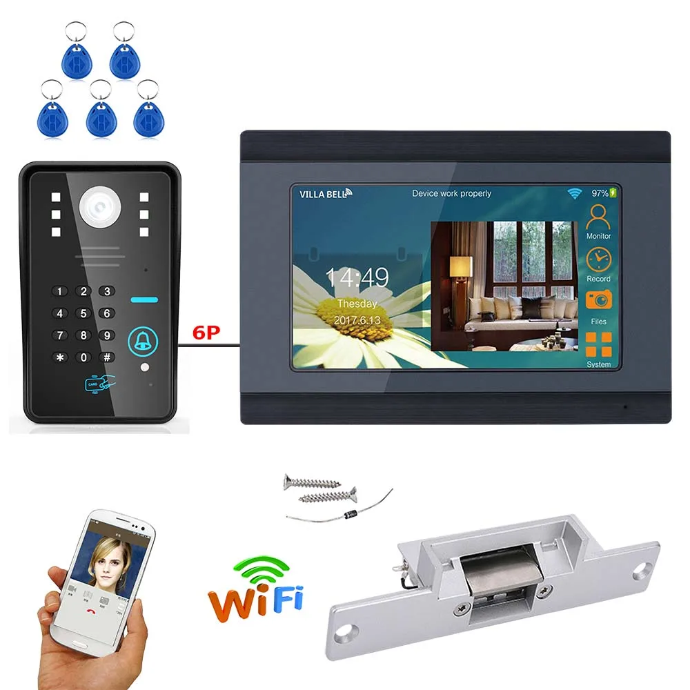 #*Cheap 7 inch Wired Wireless Wifi RFID Password Video Door Phone Doorbell Intercom System with Electric Strike Lock+ IR CUT HD 1000TV