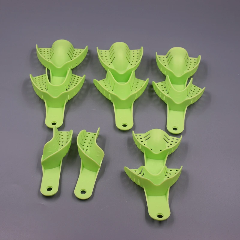 

OSLDent 10 Pcs Dental Plastic Disposable Supply Impression Trays Perforated Autoclavable Dental Materials
