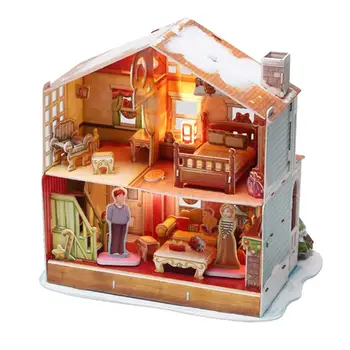 

1/24 Wooden Miniature DIY Dollhouse LED Doll House Furniture Model Decoration Educational Toys Christmas Gift for Children Kids