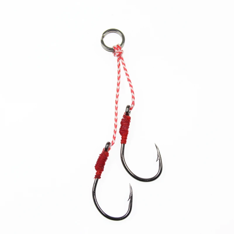 10Paris Size 1/0 2/0 3/0 4/0 Split / Weld Ring Assist hook jig hooks sea fishing hook Jigging Hook