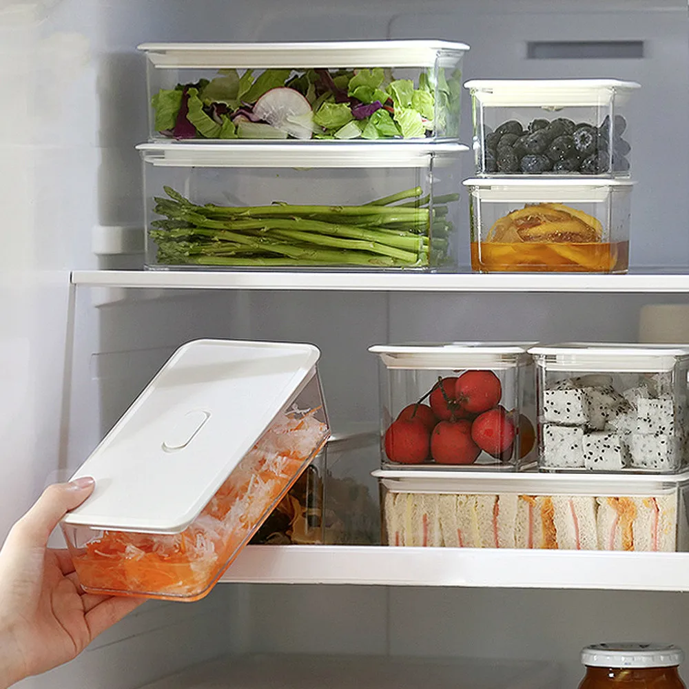 

Thicken Cutlery box Kitchen refrigerator fruit lunch box transparent storage box plastic sealed cans food storage LM01231545