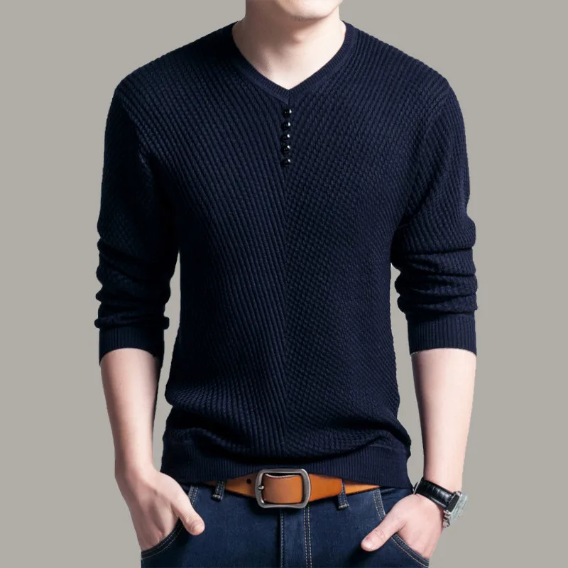 Riinr, мужские свитера, шерсть, Повседневное платье, фирменный кашемировый трикотажный пуловер, мужской однотонный пуловер с v-образным вырезом, мужская рубашка с длинным рукавом