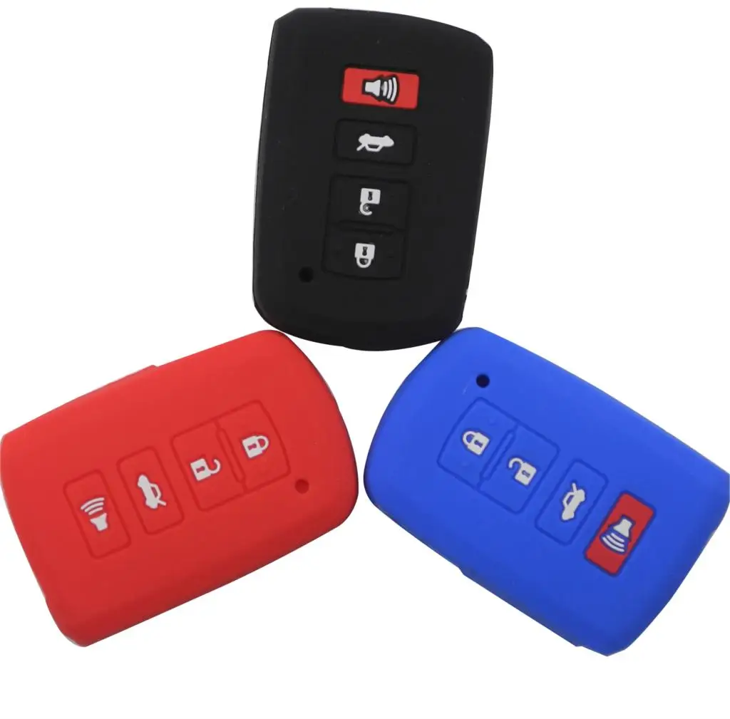 

jingyuqin New Remote Smart Car Key Fob Silicone Case Cover Protector For Toyota Camry RAV4 Avalon Corolla Altis 4 Buttons