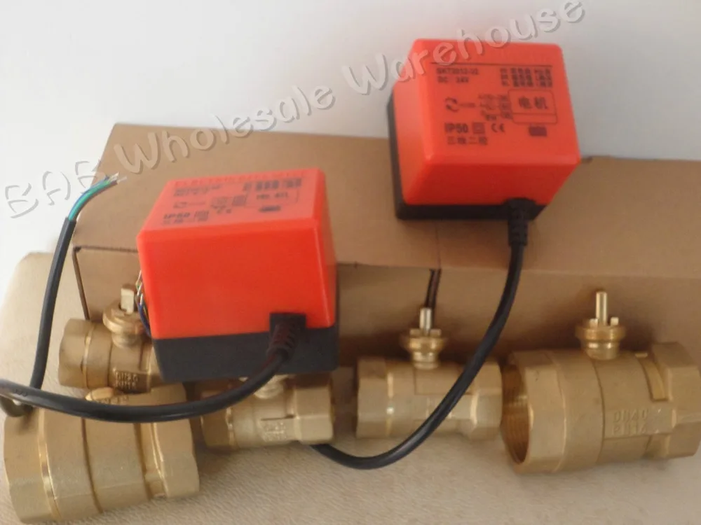 DC24V DC12V DN15(G1/") до DN50(G2") 2 way 3 провода латунь Электрический привод моторизованный шаровой клапан для солнечного водонагревателя катушки вентилятора