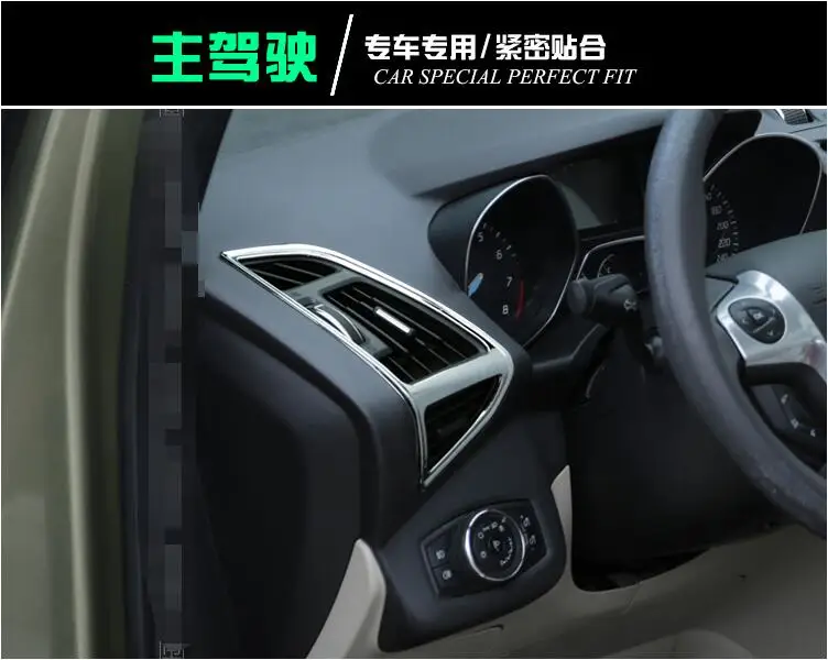 

FIT FOR 2013 2014 2015 FORD ESCAPE KUGA CHROME FRONT DASHBOARD A/C AIR CONDITION VENT COVER TRIM BEZEL OUTLET FRAME GARNISH